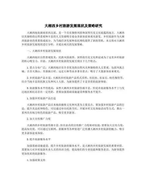 大湘西乡村旅游发展现状及策略研究