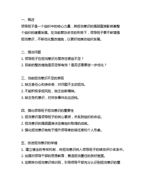 领导班子强化担当意识整改措施