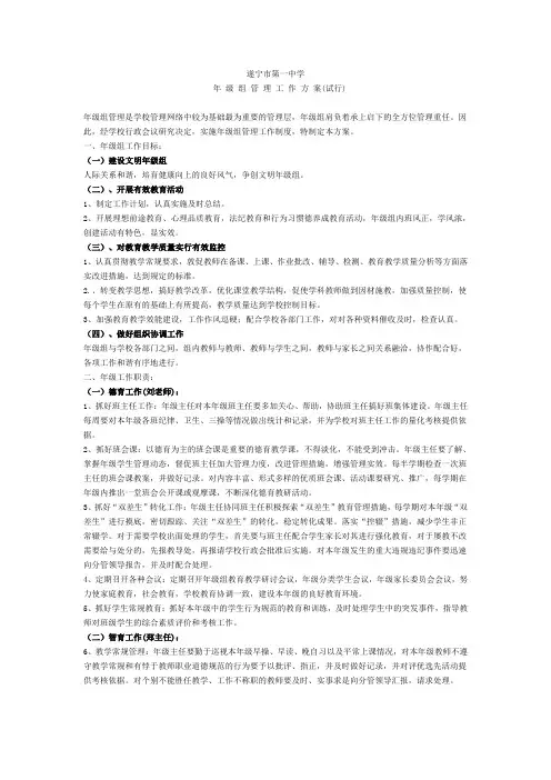 年级管理方案