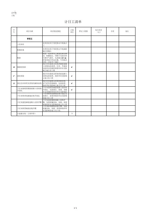计日工清单