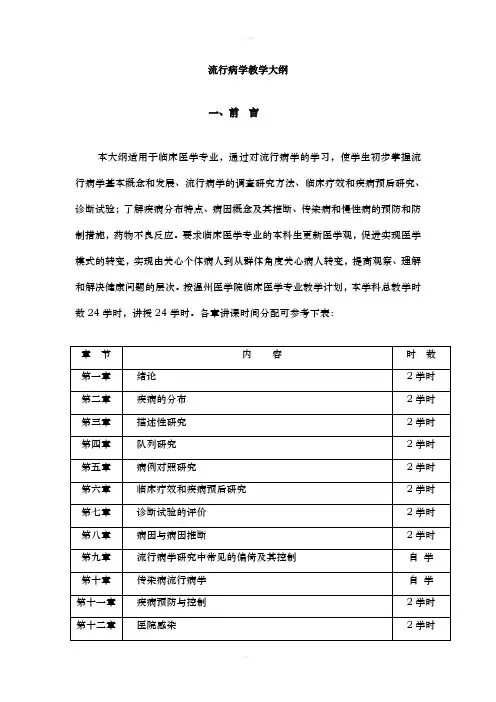 《流行病学大纲第》word版