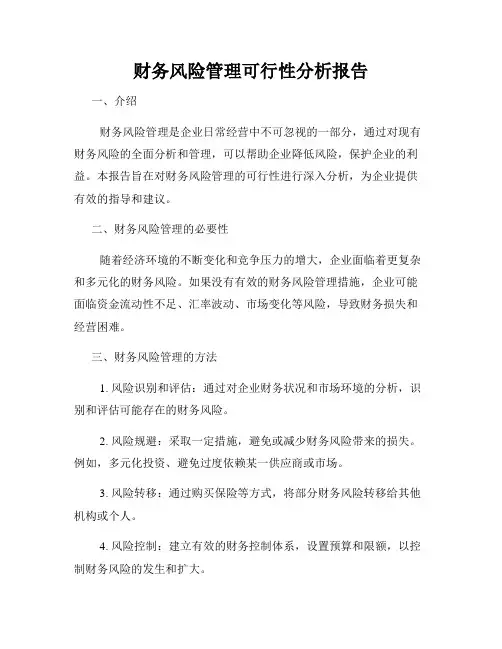 财务风险管理可行性分析报告