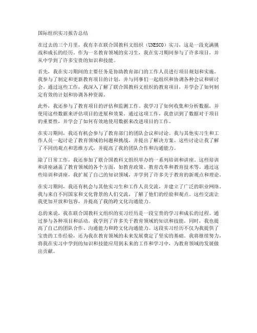 国际组织实习报告总结教师