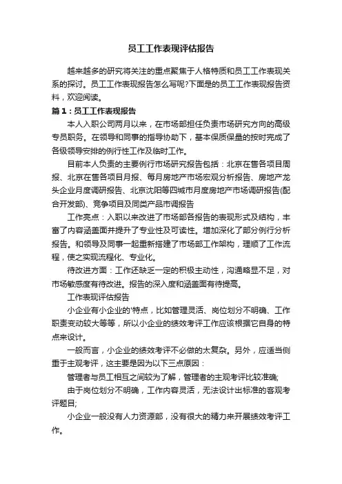 员工工作表现评估报告