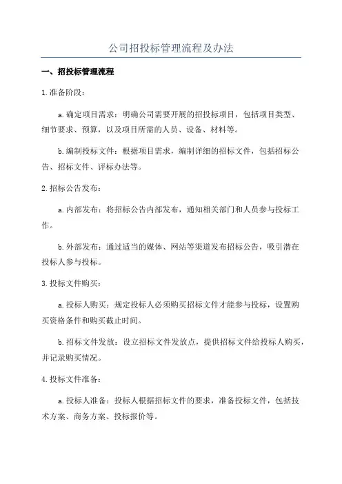 公司招投标管理流程及办法