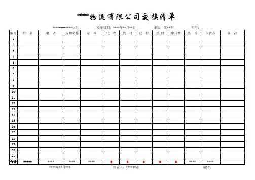 物流交接清单excel模版下载