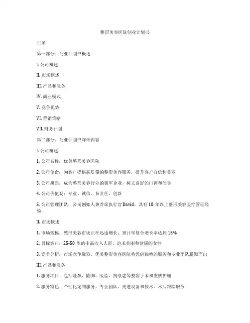整形美容医院创业计划书