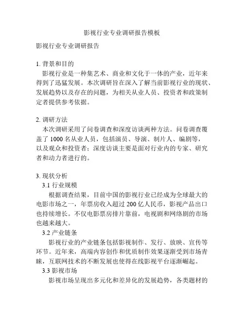 影视行业专业调研报告模板