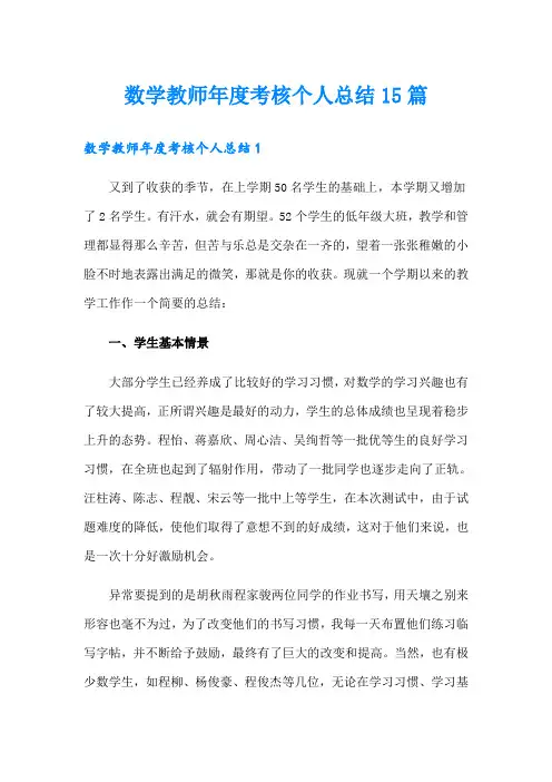 数学教师年度考核个人总结15篇