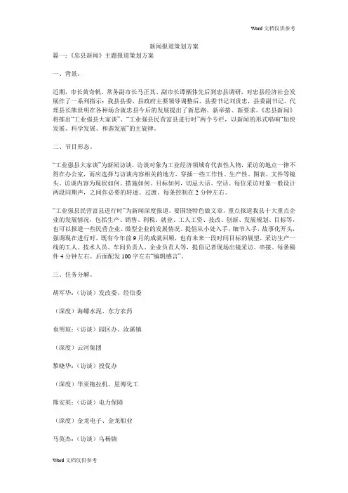 新闻报道策划方案