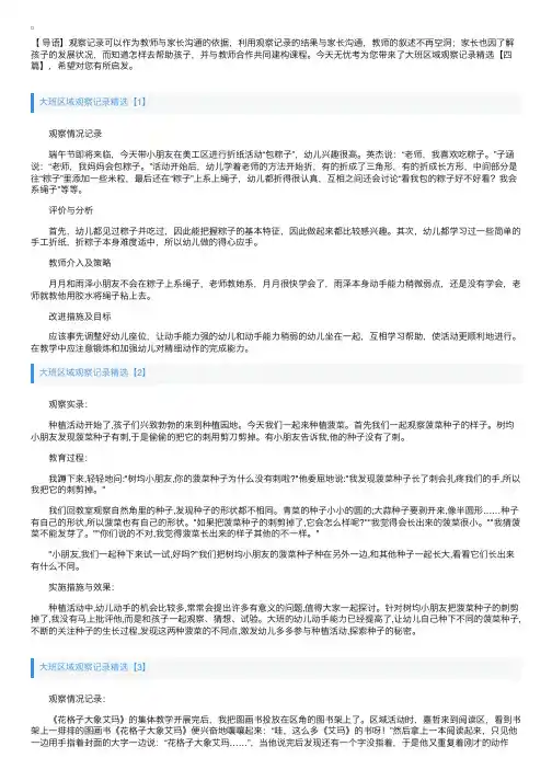 大班区域观察记录精选【四篇】
