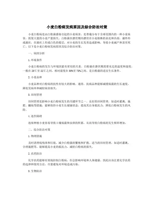 小麦白粉病发病原因及综合防治对策