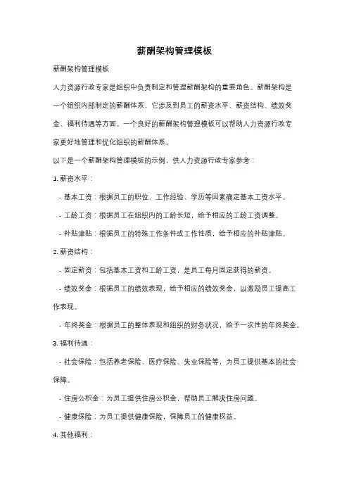 薪酬架构管理模板
