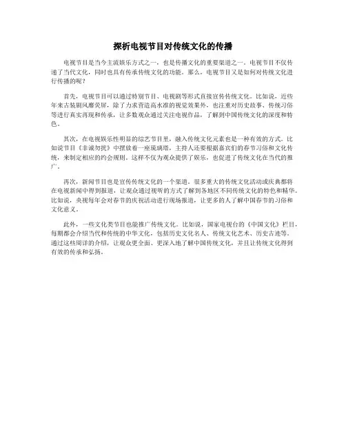 探析电视节目对传统文化的传播