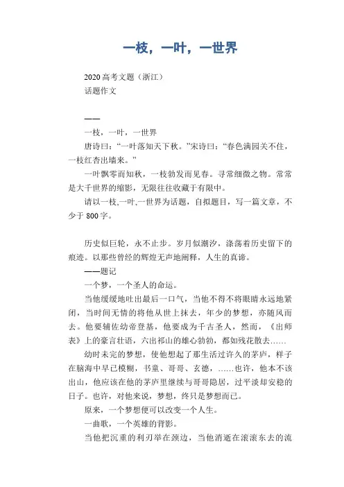 中学生满分作文：一枝,一叶,一世界