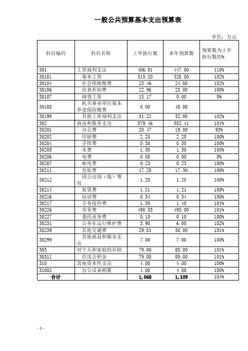 一般公共预算基本支出预算表