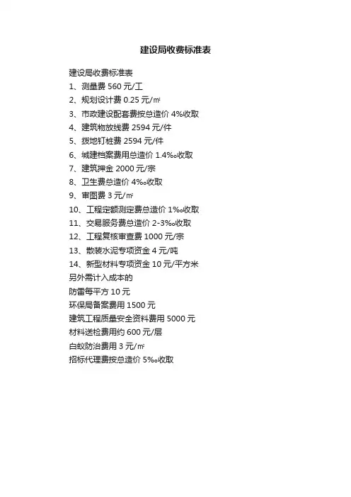 建设局收费标准表
