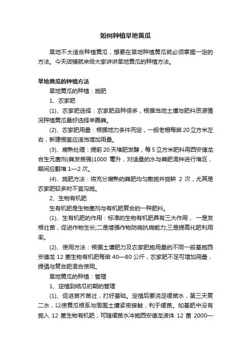 如何种植旱地黄瓜