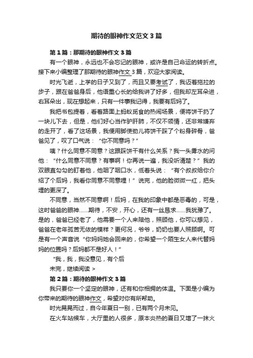 期待的眼神作文范文3篇