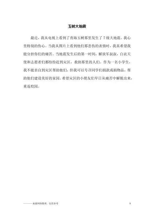 玉树大地震_二年级作文