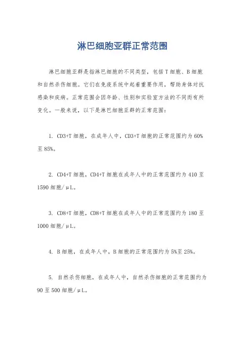 淋巴细胞亚群正常范围