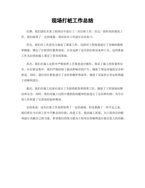 现场打桩工作总结