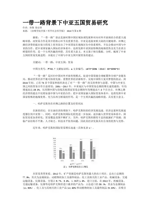 一带一路背景下中亚五国贸易研究