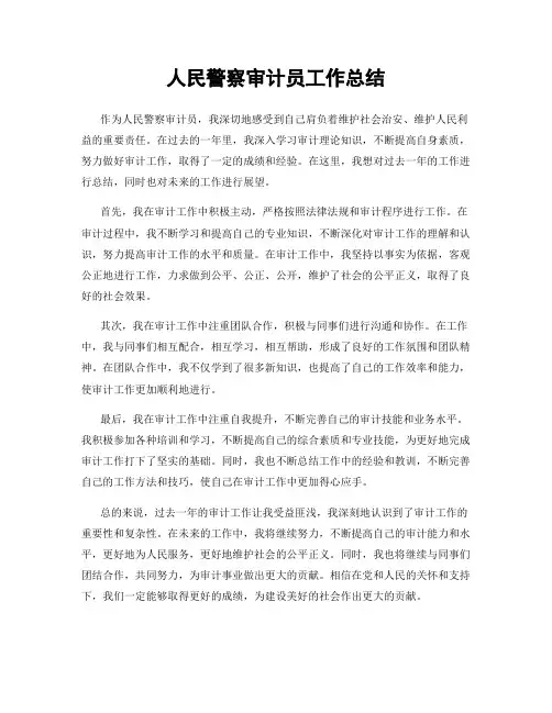 人民警察审计员工作总结
