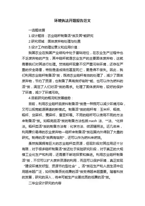 环境执法开题报告范文