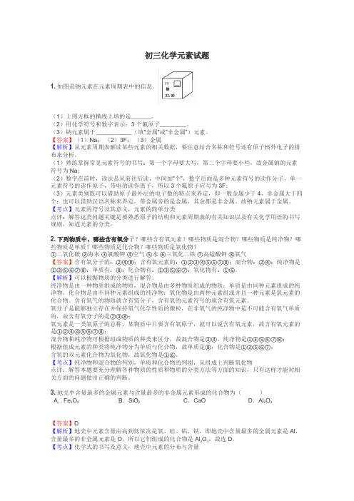初三化学元素试题
