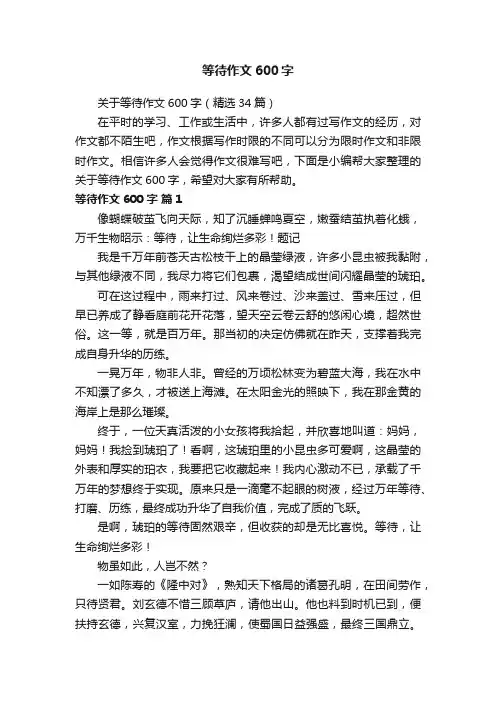 关于等待作文600字（精选34篇）