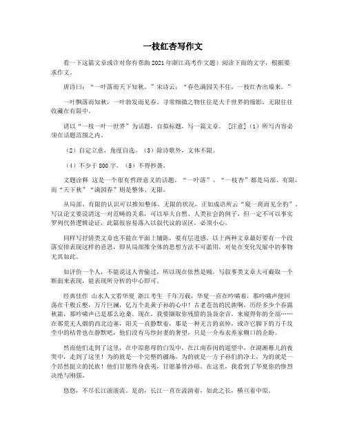 一枝红杏写作文