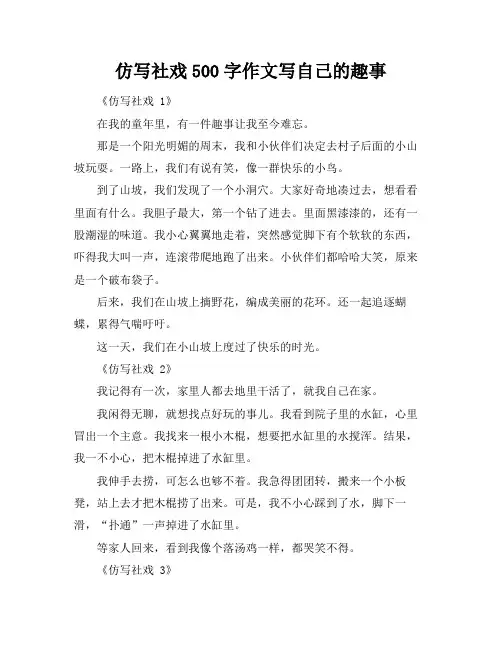 仿写社戏500字作文写自己的趣事