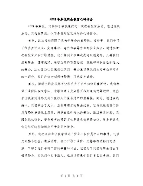 2024年寒假安全教育心得体会(2篇)