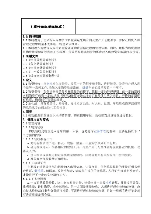 货物入库验收管理制度(新)