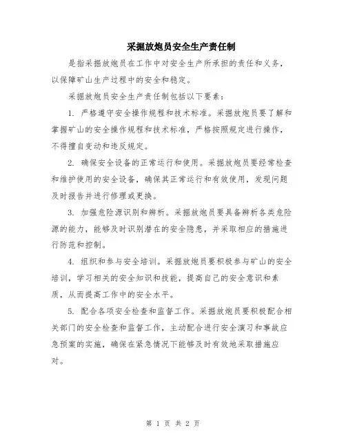 采掘放炮员安全生产责任制