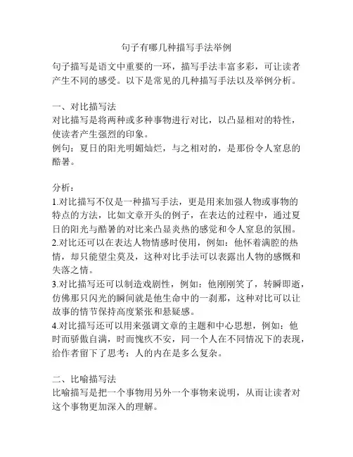 句子有哪几种描写手法举例