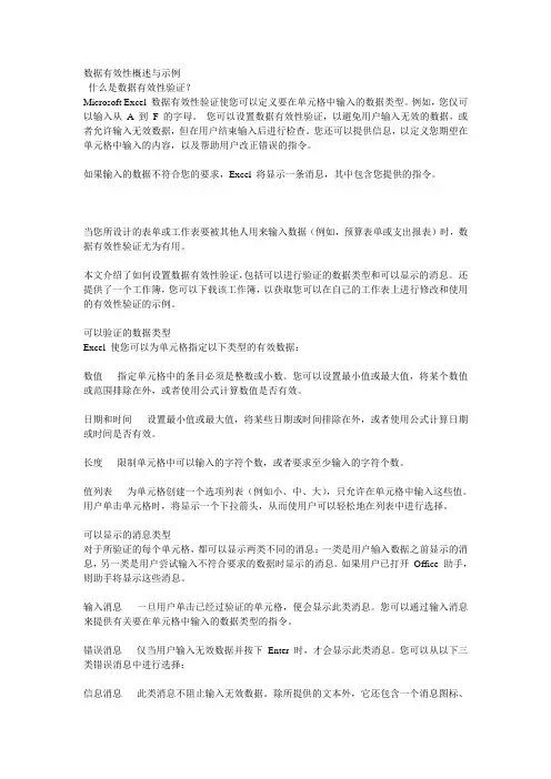 数据有效性概述与示例