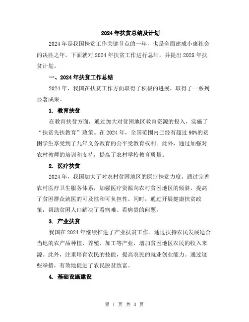 2024年扶贫总结及计划