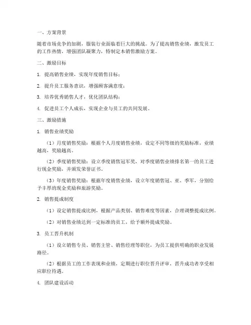 销售激励方案_服装店