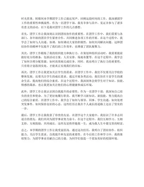 团学工作总结感想
