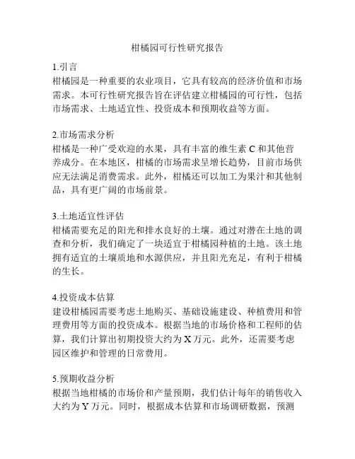 柑橘园可行性研究报告