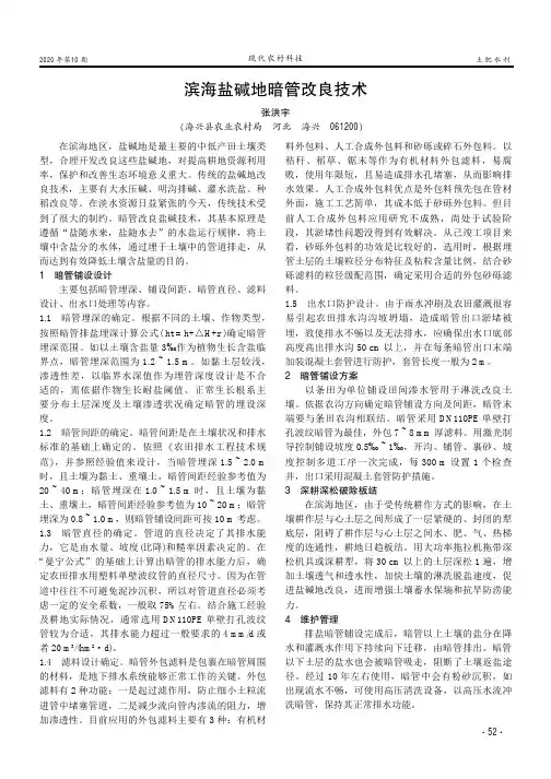 滨海盐碱地暗管改良技术