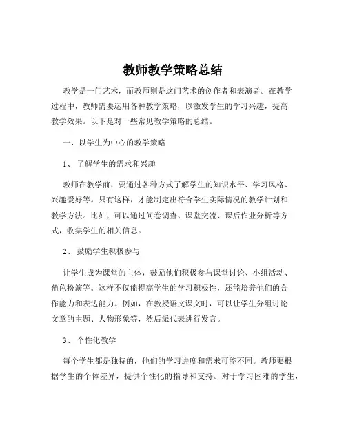 教师教学策略总结