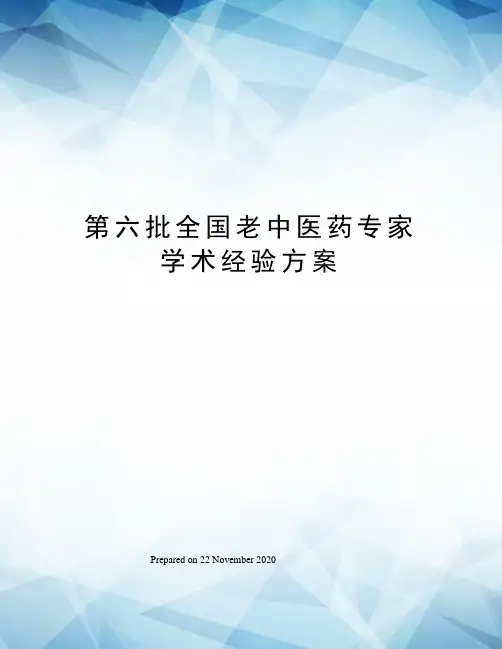 第六批全国老中医药专家学术经验方案