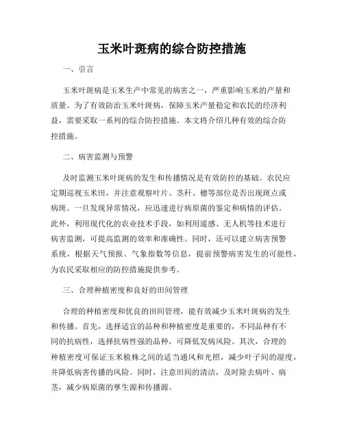 玉米叶斑病的综合防控措施