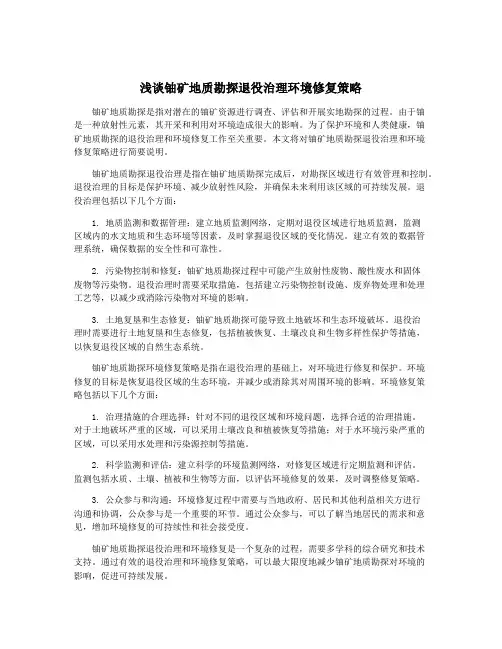 浅谈铀矿地质勘探退役治理环境修复策略