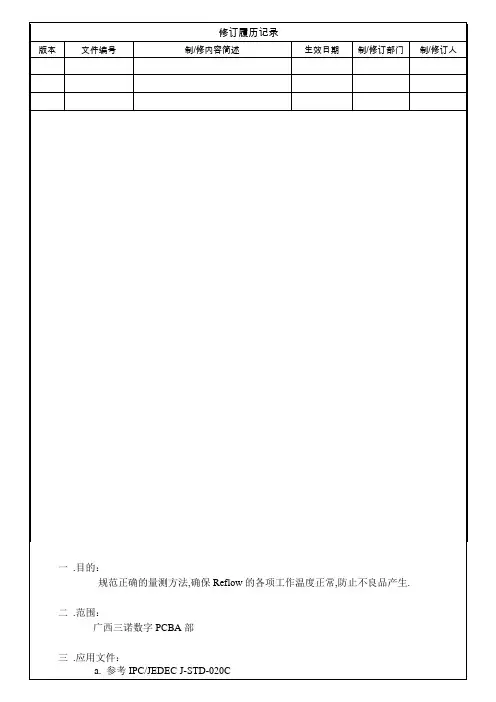 回焊炉温度曲线量测规范