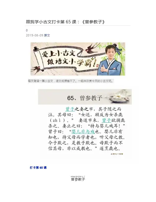 [小学生] 跟我学小古文打卡第65课：《曾参教子》