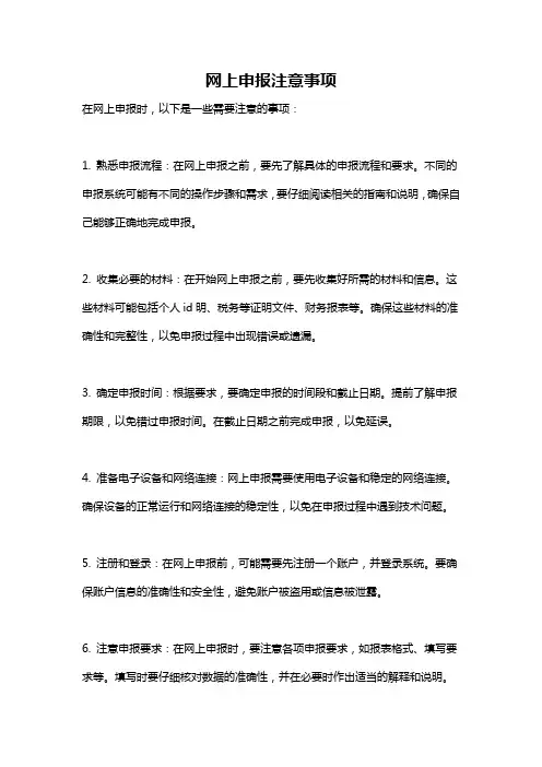 网上申报注意事项
